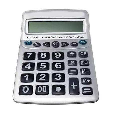 Imagem de Calculadora Eletrônica Cinza Grande 12 Dígitos - Renlix