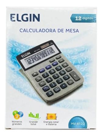 Imagem de Calculadora Mesa 12 Dígitos Solar/bateria Elgin Mv4122