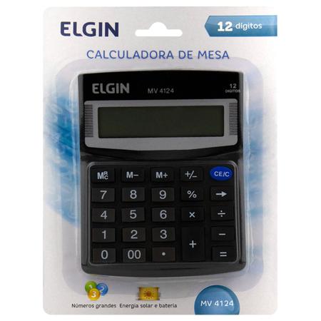 Imagem de Calculadora Mesa 12 Dígitos Solar Bateria Visor Lcd Elgin - MV 4124 