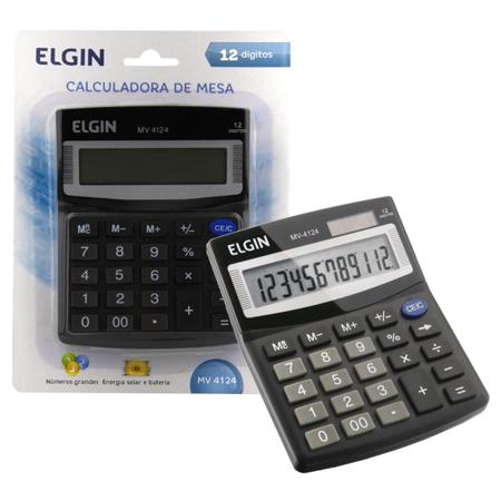 Imagem de Calculadora Mesa 12 Dígitos Solar Bateria Visor Lcd Elgin - MV 4124 