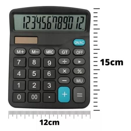 Imagem de Calculadora Preta De Mesa 12 Digitos Display NF Barato 