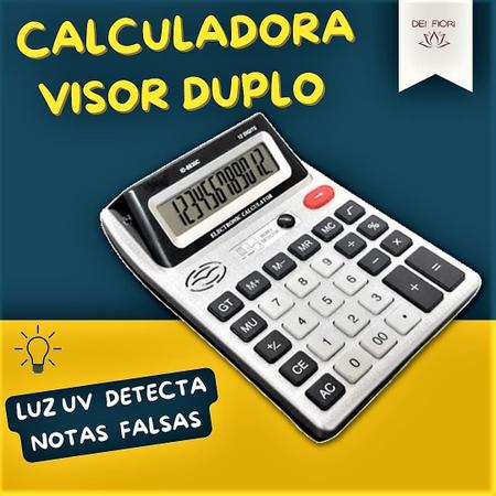 Imagem de Calculadora Tela Duplo Visor Detecta Cédula Falsa Com Luz Uv