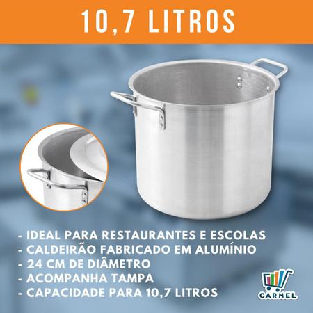 Imagem de Caldeirão Panela De Aluminio Industrial 24cm Standard 10,7 Litros Linha Hotel Nova Real