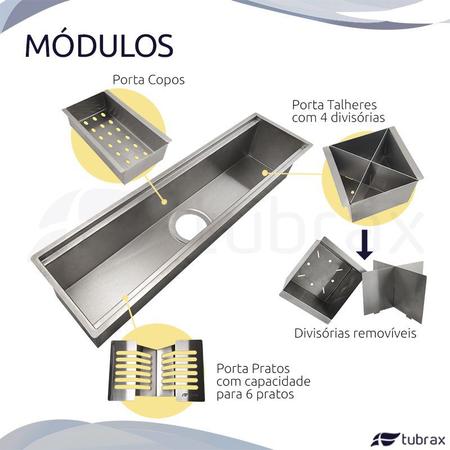 Imagem de Calha Canal Organizador Escorredor Úmida Inox Tubrax