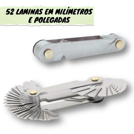 Imagem de Calibre De Rosca 52 Laminas Pente Medidor Passo 0,25 A 6,0mm