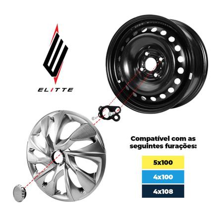 Calota Esportiva aro 14 Moove Black Silver Toyota Etios - Elitte Imagem de Calota Esportiva aro 14 Moove Black Silver Toyota Etios