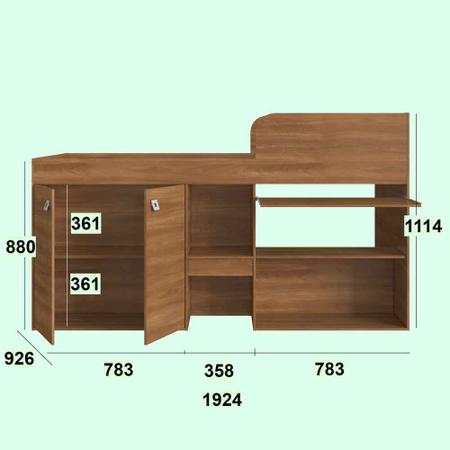 Imagem de Cama Alta Multifuncional com armário e escrivaninha Monterey CM096 Art in Móveis