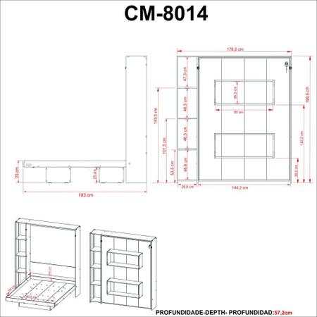 Imagem de Cama Articulada Casal com Estante TCM Amendoa