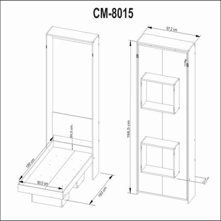 Imagem de Cama Articulada Vertical Compacta Solteiro Quarto 2 Nichos Prateleiras Multiuso Marrom Madeira