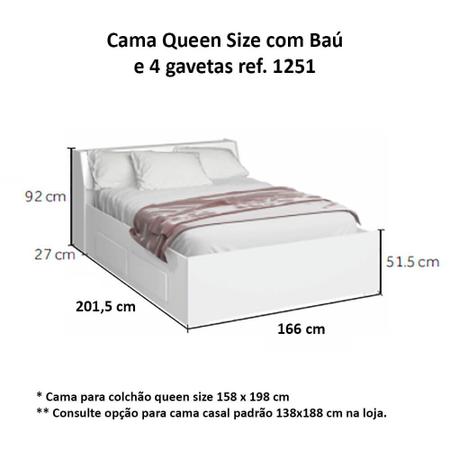 Imagem de Cama Baú Queen Size com 4 gavetas Ilan 1251 Branco
