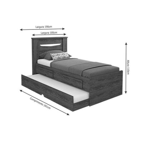 Imagem de Cama Bibox de Solteiro Cimol Bárbara II Branco/Preto