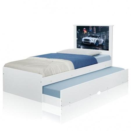 Imagem de Cama Bibox Solteiro Carro Branco Potente com Colchões