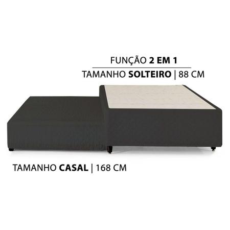 Imagem de Cama Box Base c/Auxiliar Solteiro MH1453 Bordado Black (88x188x32) - Herval