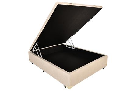 Imagem de Cama Box Baú Casal Bege + Colchão de Molas Ensacadas Airtech Springpocket (138X188X61)