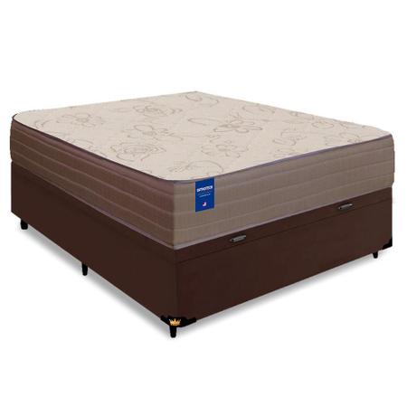 Imagem de Cama Box Baú Casal Colchão de Espuma D33 Semi Ortopédico Extra Firme Orthotec Marrom 138x188x68cm