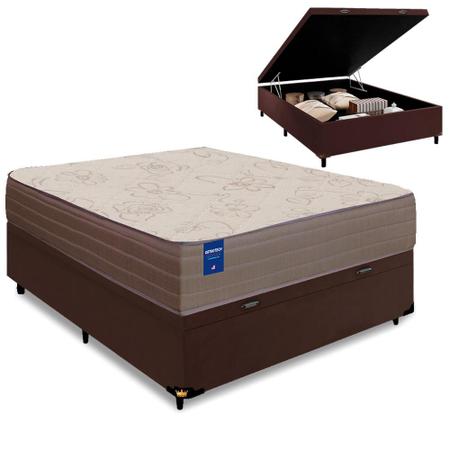 Imagem de Cama Box Baú Casal Colchão de Espuma D33 Semi Ortopédico Extra Firme Orthotec Marrom 138x188x68cm