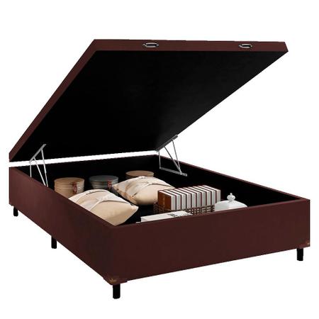 Imagem de Cama Box Baú Casal Colchão de Espuma D33 Semi Ortopédico Extra Firme Orthotec Marrom 138x188x68cm