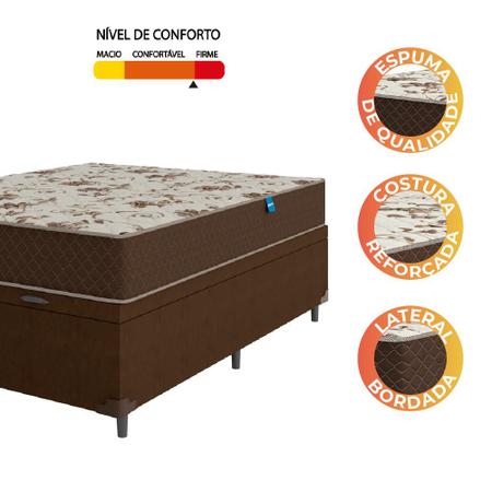 Imagem de Cama Box Baú Casal Colchão Espuma D33 Marquês 138x188x60cm Marrom Umaflex