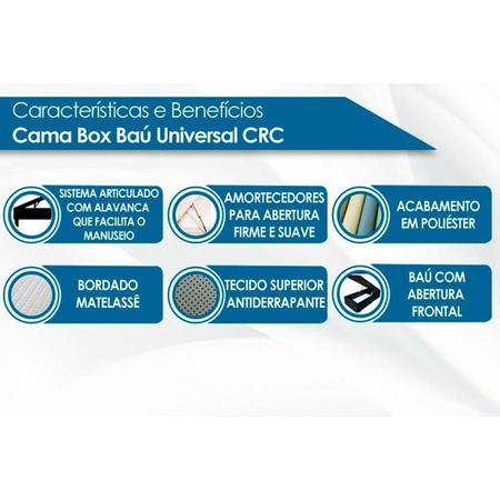Imagem de Cama Box Baú Casal: Colchão Espuma D45 Castor  Black e White Air Double Face + Base CRC Suede Clean(138x188)