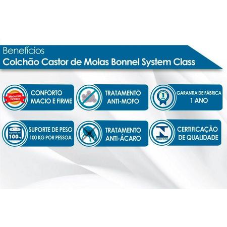 Imagem de Cama Box Baú Casal: Colchão Molas Bonnel Castor  System Class One Face + Base CRC Suede Clean(138x188)