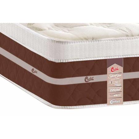 Imagem de Cama Box Baú Casal: Colchão Molas Castor Pocket Silver Star Air Híbrido + Base CRC Courano Black(138x188)