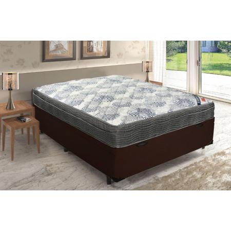 Imagem de Cama Box Baú Casal + Colchão Ortobom Molas Ensacadas ISO SuperPocket 138x188x67 Marrom