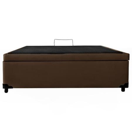 Imagem de Cama Box Baú Casal Confort Suede Marrom  Com  Colchão Casal Confort Molas Bonnel  69x138x188