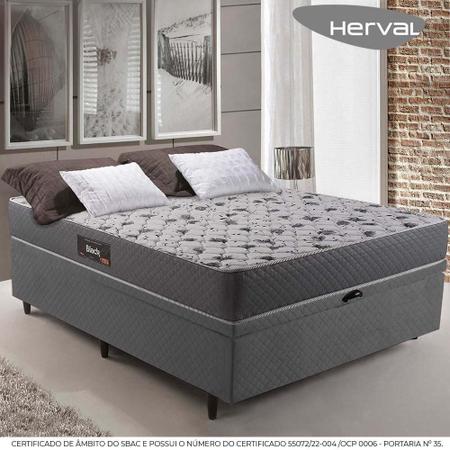 Imagem de Cama Box Baú Casal Herval Black, Espuma Alto Suporte, 71x138x188 cm