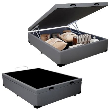 Imagem de Cama Box Baú Casal Sintético + Colchão De Espuma D33 - SerenePrime - 138cm Cinza