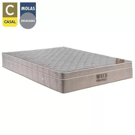 Imagem de Cama Box Baú Casal Suede + Colchão Molas Ensacadas AirTech Ortobom 69x138x188 Preto