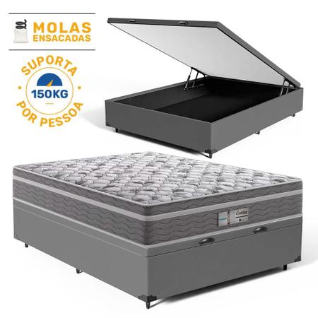 Imagem de Cama Box Baú com Colchão de Molas Ensacadas Probel Evolution Viúva 128cm