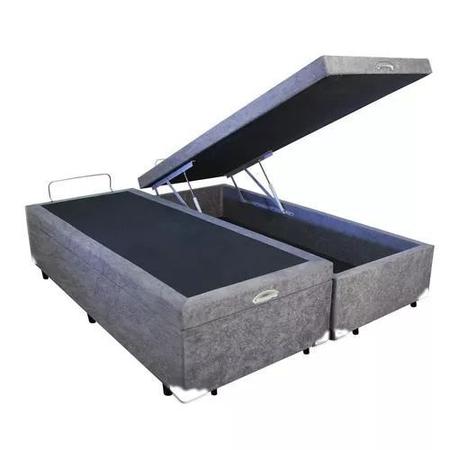 Imagem de Cama Box Baú King Bipartido SP Móveis Suede Cinza - 45x198x203