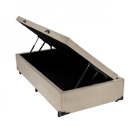 Imagem de Cama Box Baú Solteirao King Suede Bege com 203x96x42cm