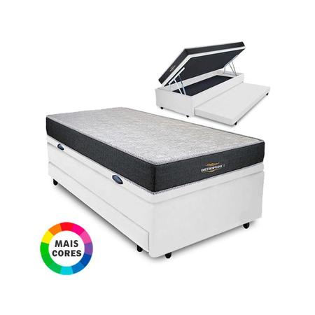 Imagem de Cama Box Baú Solteiro Auxiliar Bicama 3 em 1 + Colchão D33 Espuma 88x188x62cm Orthopedic I