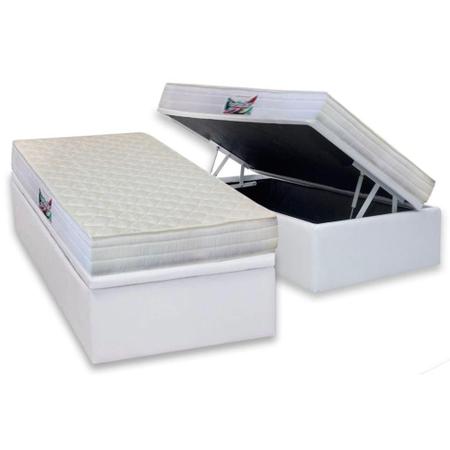 Imagem de Cama Box Baú Solteiro: Colchão Anatômico Herval D28 / AG65 Frontier + Base CRC Courano White(88x188)