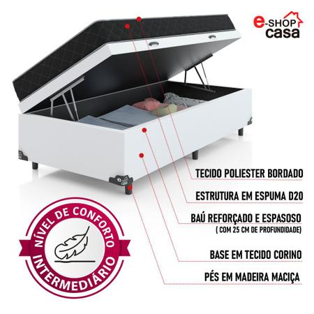 Imagem de Cama Box Baú Solteiro + Colchão Espuma D20 - 56x88x188cm - Várias Cores