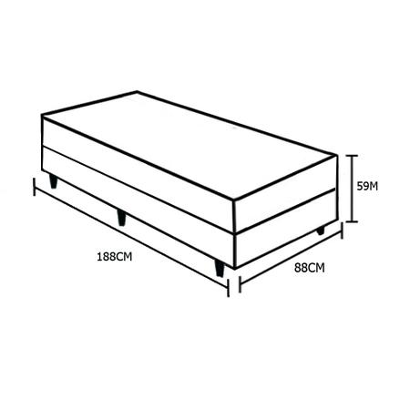 Imagem de Cama Box Baú Solteiro Colchão Espuma D33 Bordado + Box Suede Cinza Sp Móveis 59x88x188