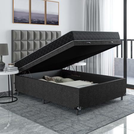 Imagem de Cama Box Baú Viúva + Colchão Espuma D20 - 56x128x188cm - Suede Preto