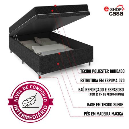 Imagem de Cama Box Baú Viúva + Colchão Espuma D20 - 56x128x188cm - Várias Cores