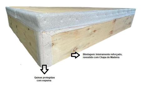 Imagem de Cama Box Baú Viúvão Blindado Sintético Bege Com 128Cm de Largura