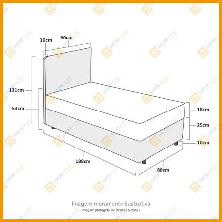 Imagem de Cama Box + Cabeceira Cassis e Colchão Solteiro - Castor - Sleep Max - 88x188x53cm Preto