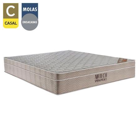 Imagem de Cama Box Casal Bipartido Sintético + Colchão Ortobom Airtech Molas Ensacadas 65x138x188 Preto