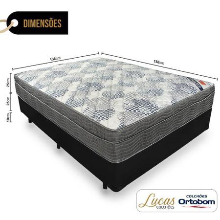 Imagem de Cama Box Casal + Colchão De Molas Ensacadas Ortobom ISO SuperPocket 138cm