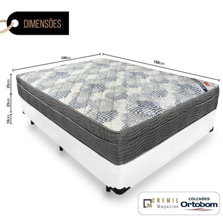 Imagem de Cama Box Casal + Colchão De Molas Ensacadas - Ortobom - ISO SuperPocket 138cm