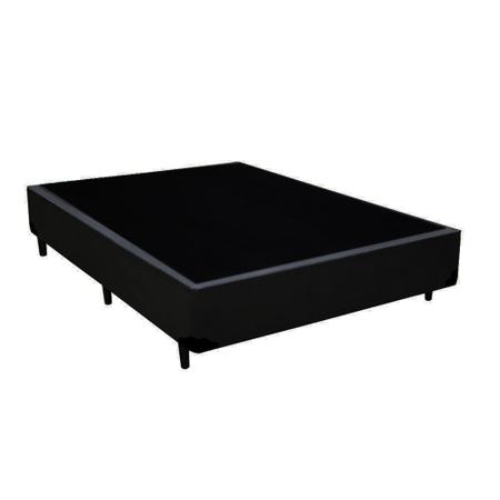 Imagem de Cama Box Casal Colchão Espuma D45 Bordado + Box Sintético Preto Serra Negra 64x138x188