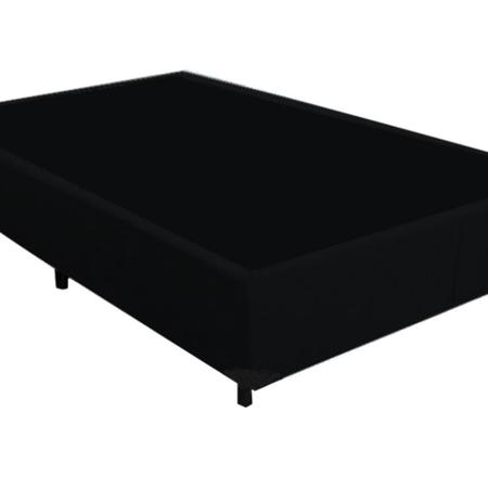 Imagem de Cama Box Casal Colchão Espuma D45 Bordado + Box Suede Preto Serra Negra 59x138x188