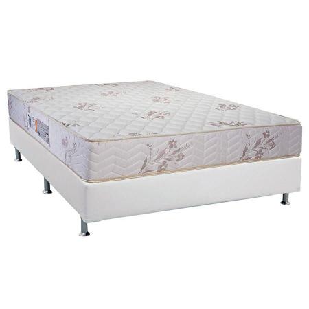 Imagem de Cama Box Casal: Colchão Espuma D45 Luckspuma  Gran Luck Floral + Base CRC Courano White(138x188)