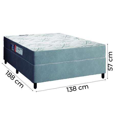 Imagem de Cama Box Casal Colchão Espuma Egito 138x188x57cm Cinza / Branco Portobel - Suporta até 100kg por Pessoa