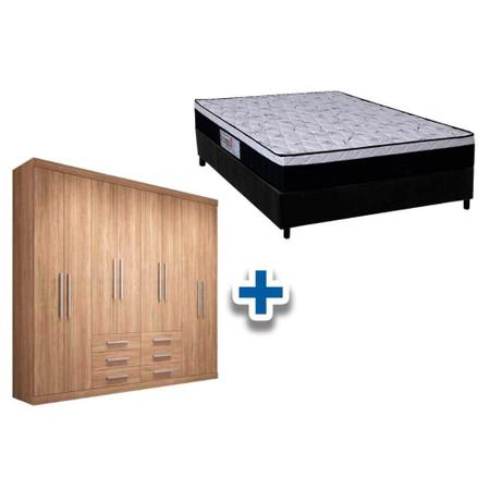 Imagem de Cama Box Casal + Colchão Foggia Sogni + Guarda Roupa Master 8.6 Atacama