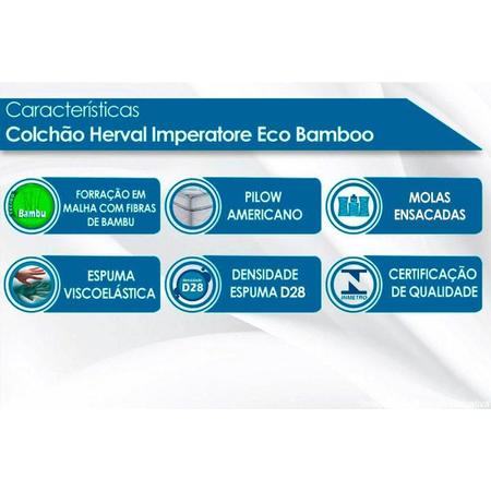 Imagem de Cama Box Casal: Colchão Molas Ensacadas Herval MasterPocket  Imperatore Eco Bamboo + Base Velvet Cinza(138x188)